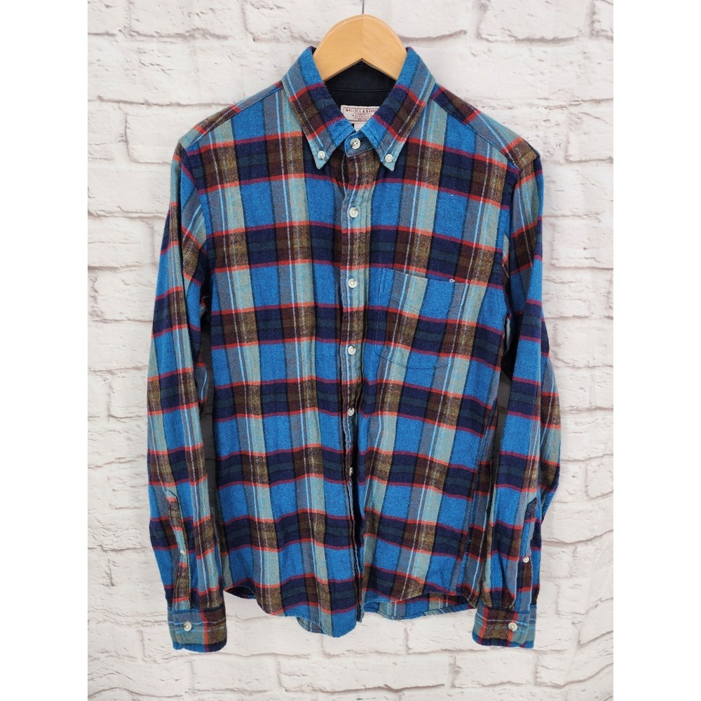 Wallace & Barnes Plaid Shirt Woodshop Western Retro Wool‎ Cotton Men Size Small